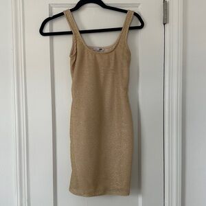 Fashion Nova Gold Sleeveless Bodycon Dress